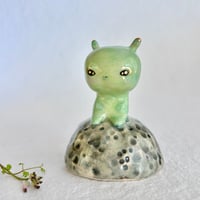 Image 3 of Ceramic Cute Alien on the Moon Art Toy