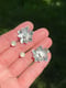 Image of Lotus Flower Rainbow Moonstone Duo Stud (Stamen and Stone) Earrings