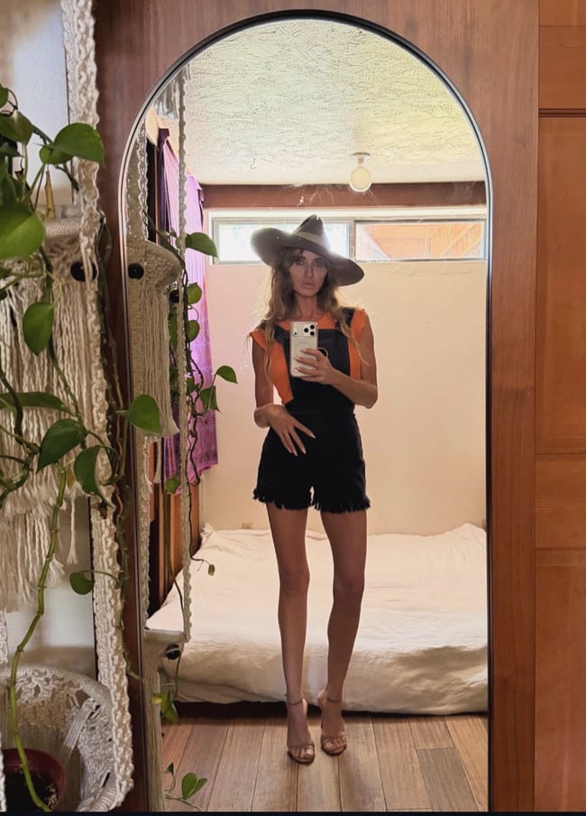 1960s denim short overalls with peace and ecology environmental patches