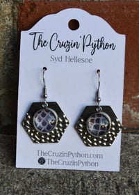 Image 1 of Deep Violet Hexagon Snake Shed Earrings