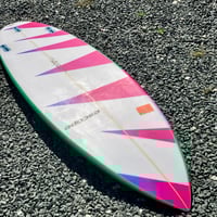 Image 8 of 5-10 Thruster Surfboard Custom Design Floro Graphic FCS11 Fin Boxes 