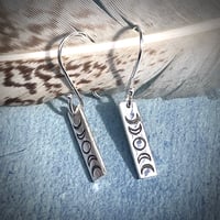 Image 3 of ‘Night Muse’ Silver Moon Phase Earrings Handmade Sterling Silver