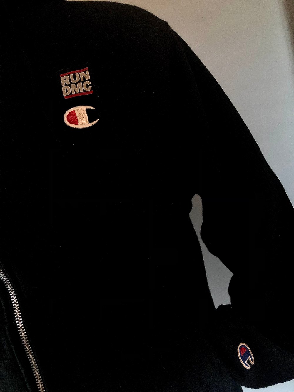 Upcycled “RUN DMC” Champion hoodie