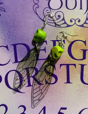 Image of Skull Dragonfly Wing Earrings