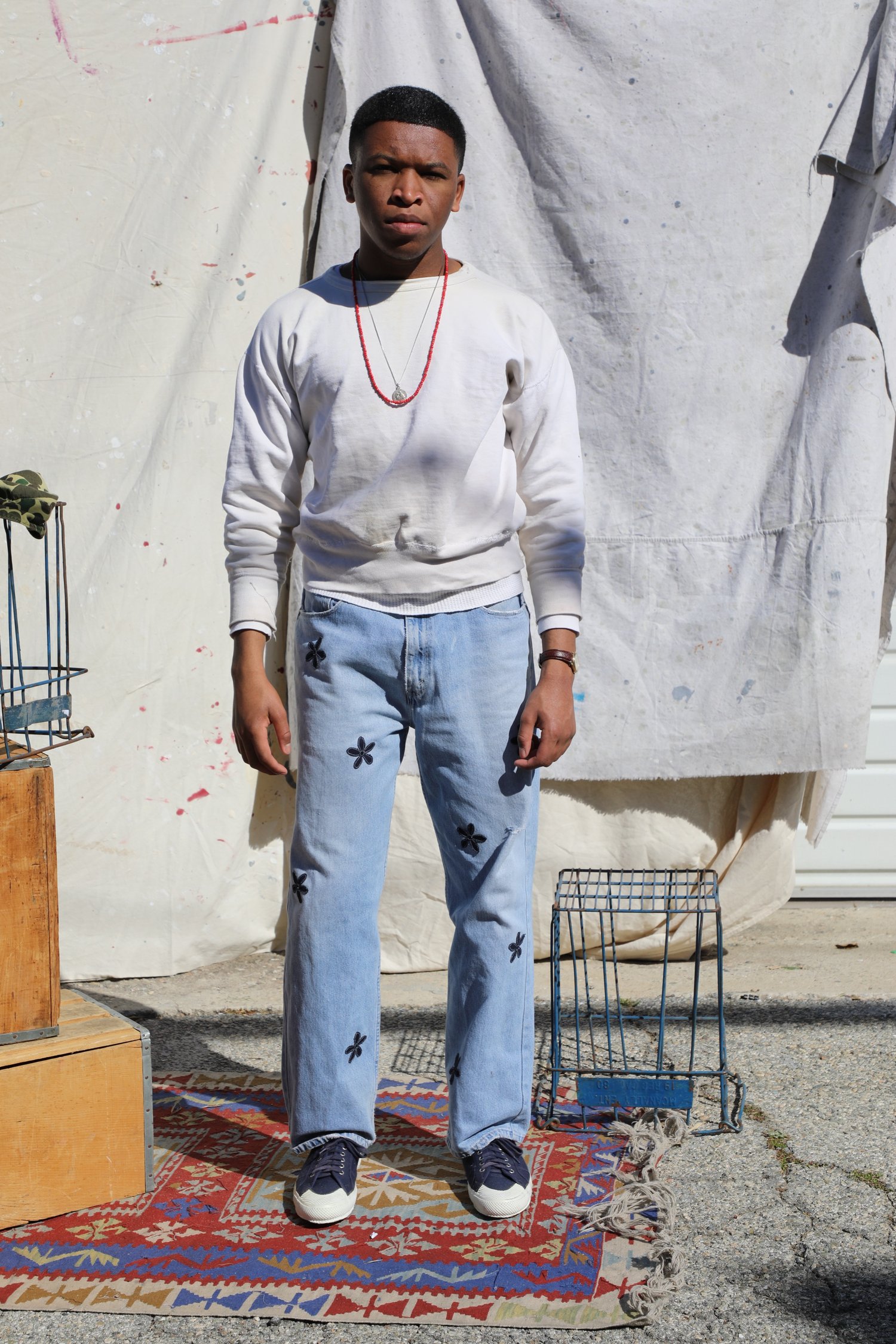 Image of Denim floral jeans 