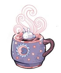 Bunny Hot Chocolate Sticker - Transparent Vinyl - 3 inch