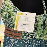 Image 6 of Original Batik Print Blue and Green Crochet Sundress by Santiki - NWT - Lillian -Size Small 