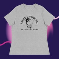 Image 5 of Easily distracted by cats & books ghost & kitty Women's Relaxed T-Shirt