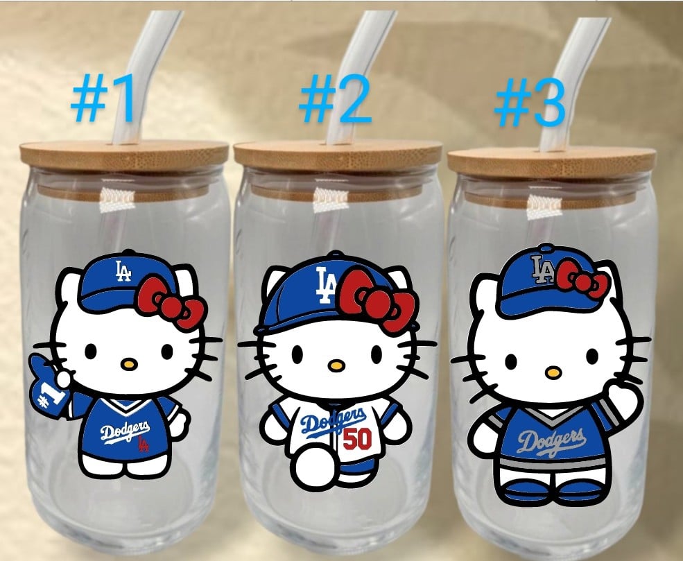 Image of Kitty x Dodgers glass cans 4 styles PRE-ORDER 