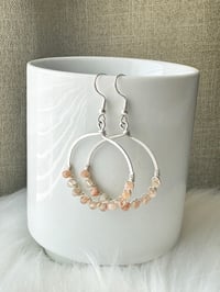 Image 2 of Sunstone (Silver) Hoop Earrings