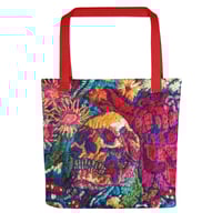 Image 1 of "Australian flowers skull embroidery" tote bag