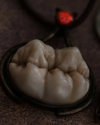 Image 12 of Demons Wisdom Tooth Pendant - glow in the dark brimstone, OOAK