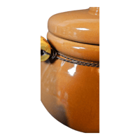 Image 4 of Square Nest Bean Pot With Floral Painted Wood Handles