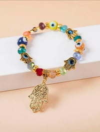 Image 1 of At My Best Hamsa Hand Evil Eye Bracelet 