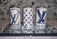 Image 1 of NAVY AND WHITE FASHION CANDLE SET