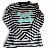 Image 1 of Pastel Goth Skull Striped Top (M)