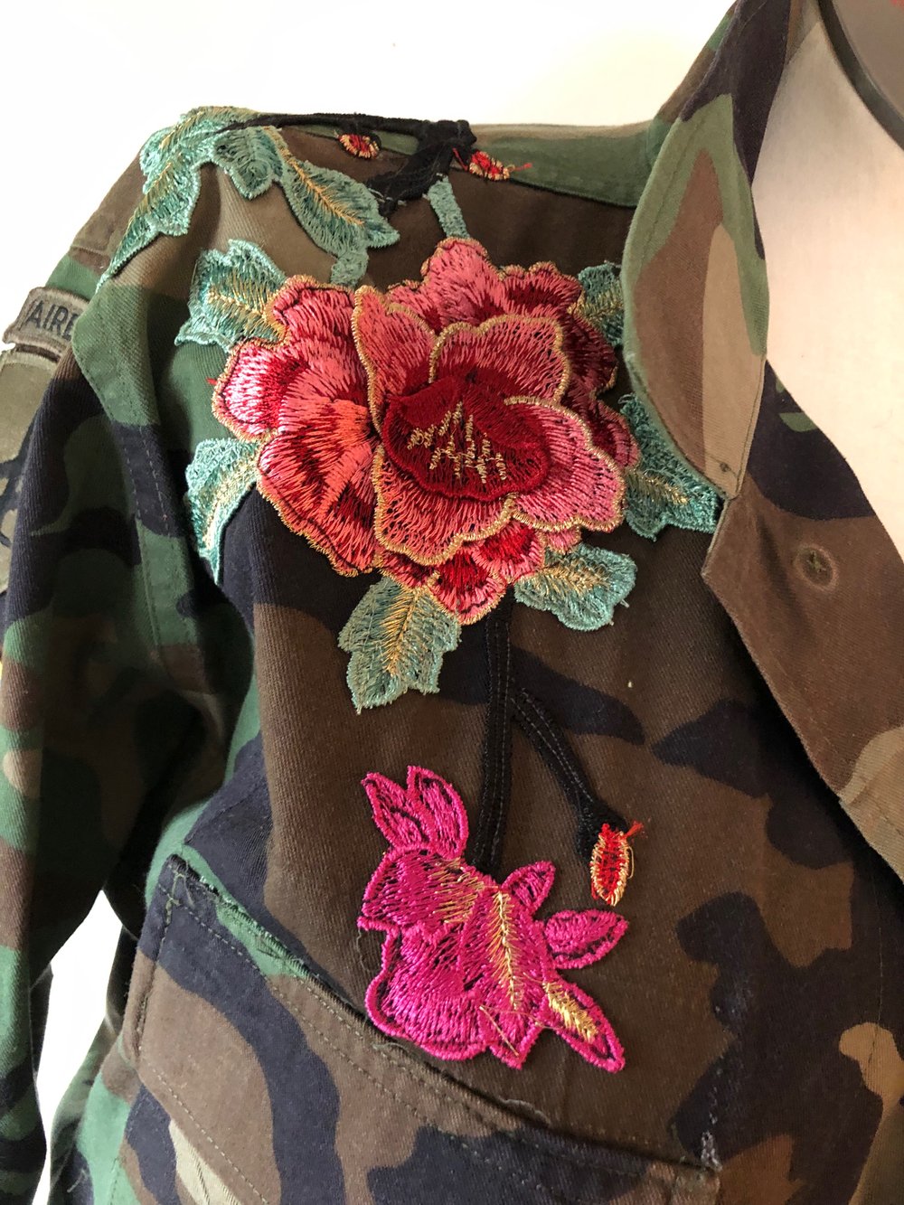 “Camo and Flowers” series: Roses & Lotus