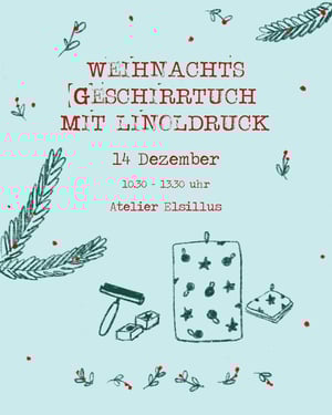 Image of Workshop Weihnachts Geschirrtuch mit Linoldruck