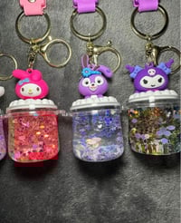 Image 4 of Artoon-acrylic quicksand bottle key, liquid oil bottle for bathtub, key pendant