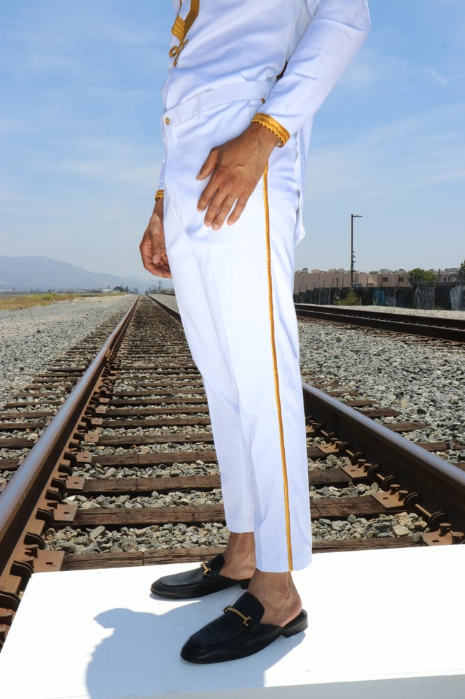 No-Tribe Clothing — The sikani tux pants - white and gold