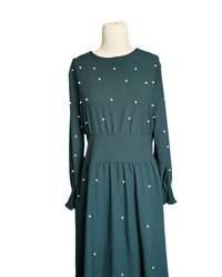 Image 4 of A modest pearl-embellished dress