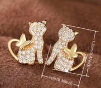 Image 3 of Rhinestone Cat Earrings