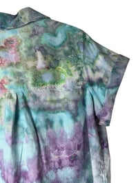Image 10 of ♻️ UPCYCLED M Linen Blend Resort Shirt in Mermaid Watercolor Ice Dye