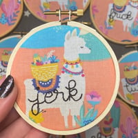 Image 1 of Mild Drama Llama 3" Hand Embroidery 