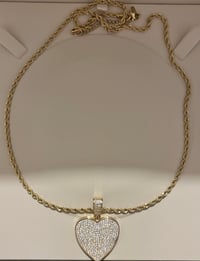 Image 3 of Gold plated/ stainless steel heart necklaces for women, Gift for her, Micro pave cz stones