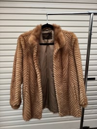 Image 3 of Vintage Pastel Mink Fur Herringbone Coat