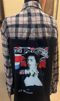 Vintage Black/Gray/Red Flannel Shirt Sex Pistol Sid Vicious