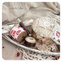 Image 6 of Handmade pin cushion sitting on a silver tray full of French sewing notions