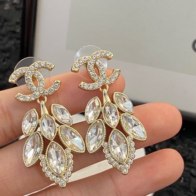 CC crystal gold plated earrings 