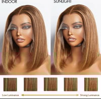 Image 3 of Golden Hour Highlight Straight Bob Wig – 13×4 Lace – P4/27 Honey Blonde Virgin Hair