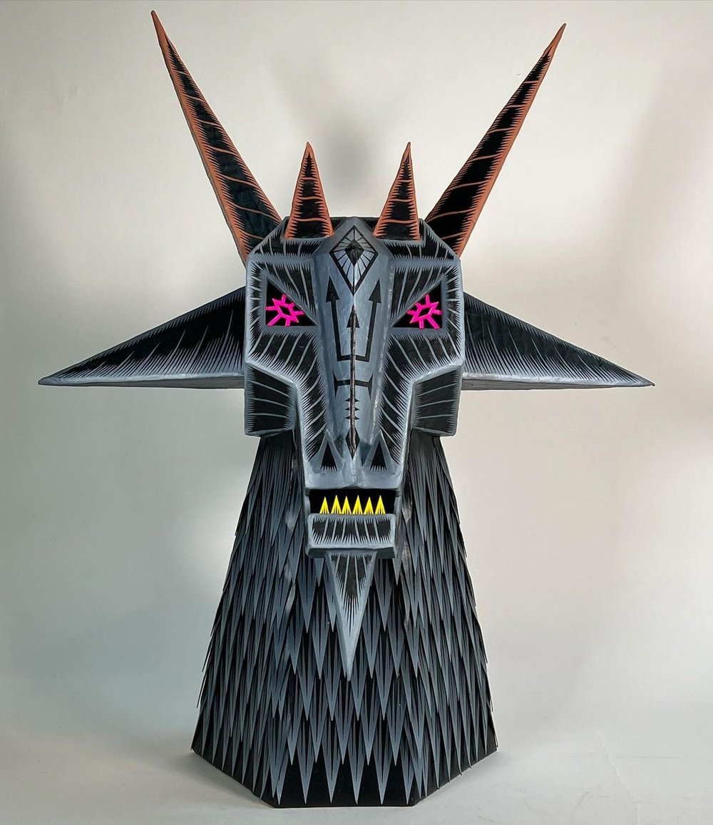 Sacred Goat Head sculpture 