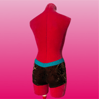 Image 2 of Sheer Brown and Turquoise V Waist shorts