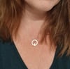 Hammered Circle Necklace with Heart, Star or Moon