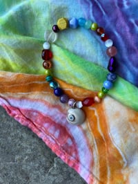 Image 1 of Padre Island National Seashore Bracelets Baby Moon Snail Shell/Rainbow Glass