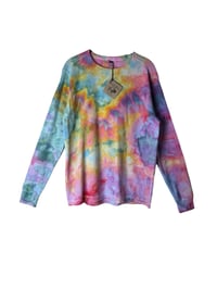 Image 5 of M Unisex Adult Waffle Long Sleeve Shirt in Candy Watercolor Ice Dye