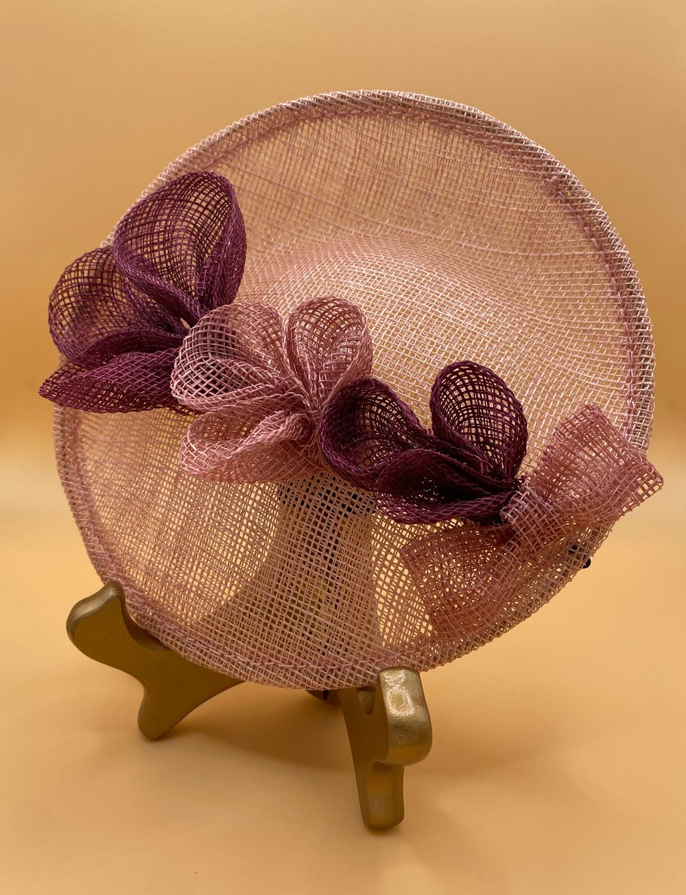 Image of Mauve and Burgundy Sinamay Fascinator 