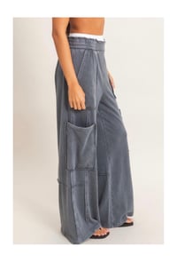 Image 2 of Mineral Wash Wide Leg Cargo Pants