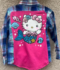 Children’s Vintage Blue/Pink Cotton Shirt Hello Kitty Mermaid
