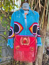 Image 7 of Wanderlust - Velvet evil eye protection jacket - Turquoise 6-12 uk
