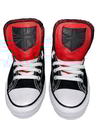 RED LEATHER SHIELD CHUCKS 