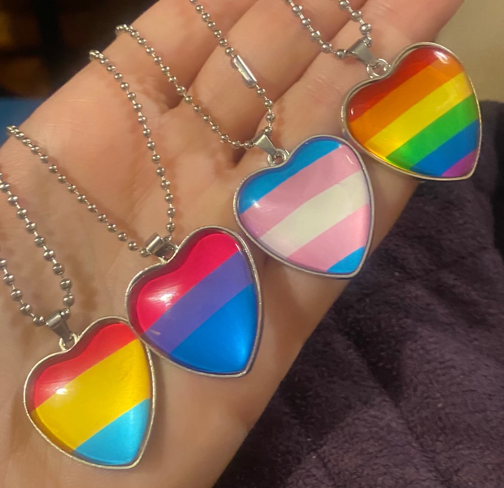 Image of Pride Heart Necklaces 