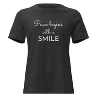 Image 5 of Women's Relaxed T-Shirt, Peace Begins With A Smile Tee