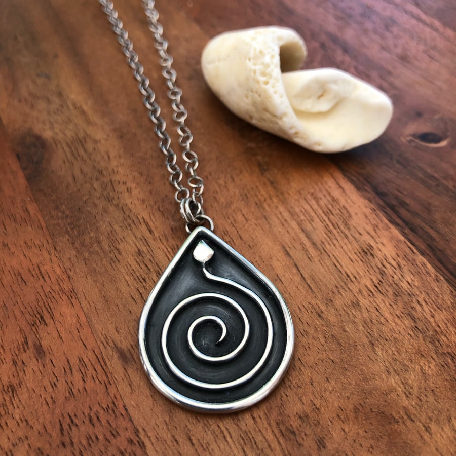Image of Spiral Teardrop Necklace 