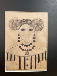 Image 2 of Grumpy Lady Dry Point Etching 