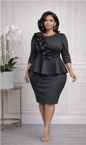 Image of THE GRACEFULLY RUFFLED PEPLUM DRESS