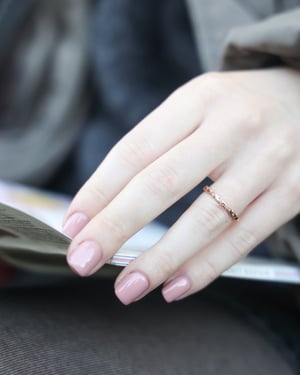 Image of 18ct rose gold 2mm floral carved ring